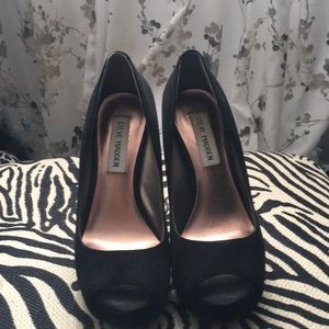 Black suede pumps